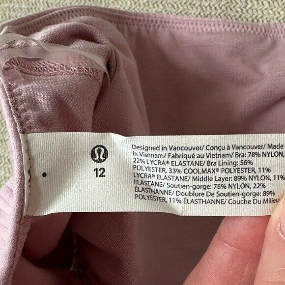 Lululemon Ribbed Asymmetrical Nulu Yoga Sports Bra Size 12 NWT $78 Pink Rare - Picture 8 of 9